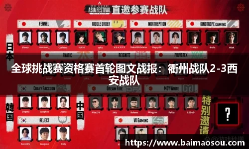 全球挑战赛资格赛首轮图文战报：衢州战队2-3西安战队